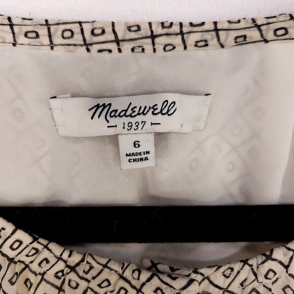 Madewell 100% Silk Dress Size 6 Pockets Baby Doll Elastic Waist Sheer Sleeve - Picture 7 of 12